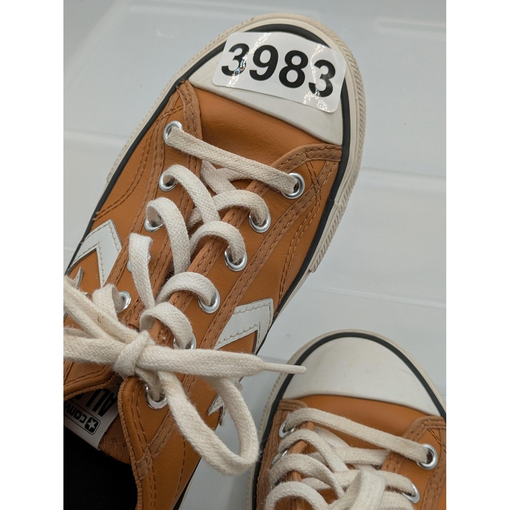 Converse Star Player Shoes Kids Size 4 Brown Leather All Star Low Top Sneakers - Picture 10 of 10